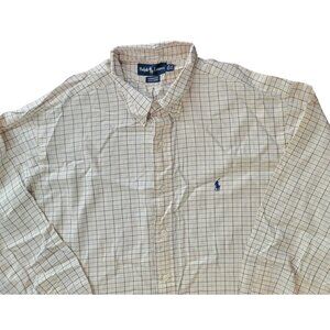 Ralph Lauren Yarmouth Dress Shirt Blue Check Cotton 17.5 34/35 Pony Logo